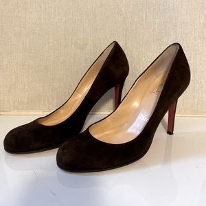 Christian Louboutin chocolate brown suede pumps 7.5